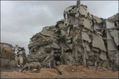 A house destroyed by aerial bombing, Aleppo.